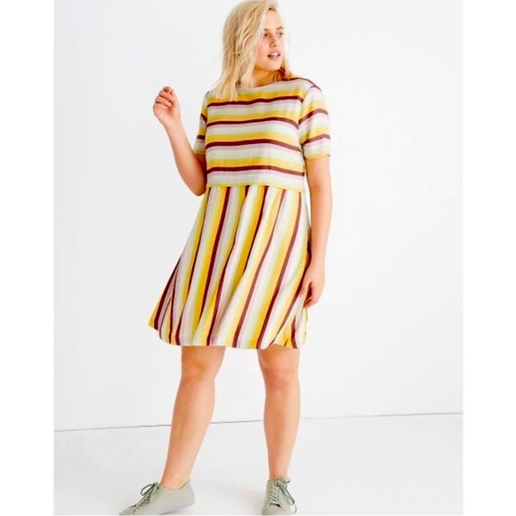 005 Madewell Scoop-neck Back Striped Dress Size 00 - Picture 1 of 8